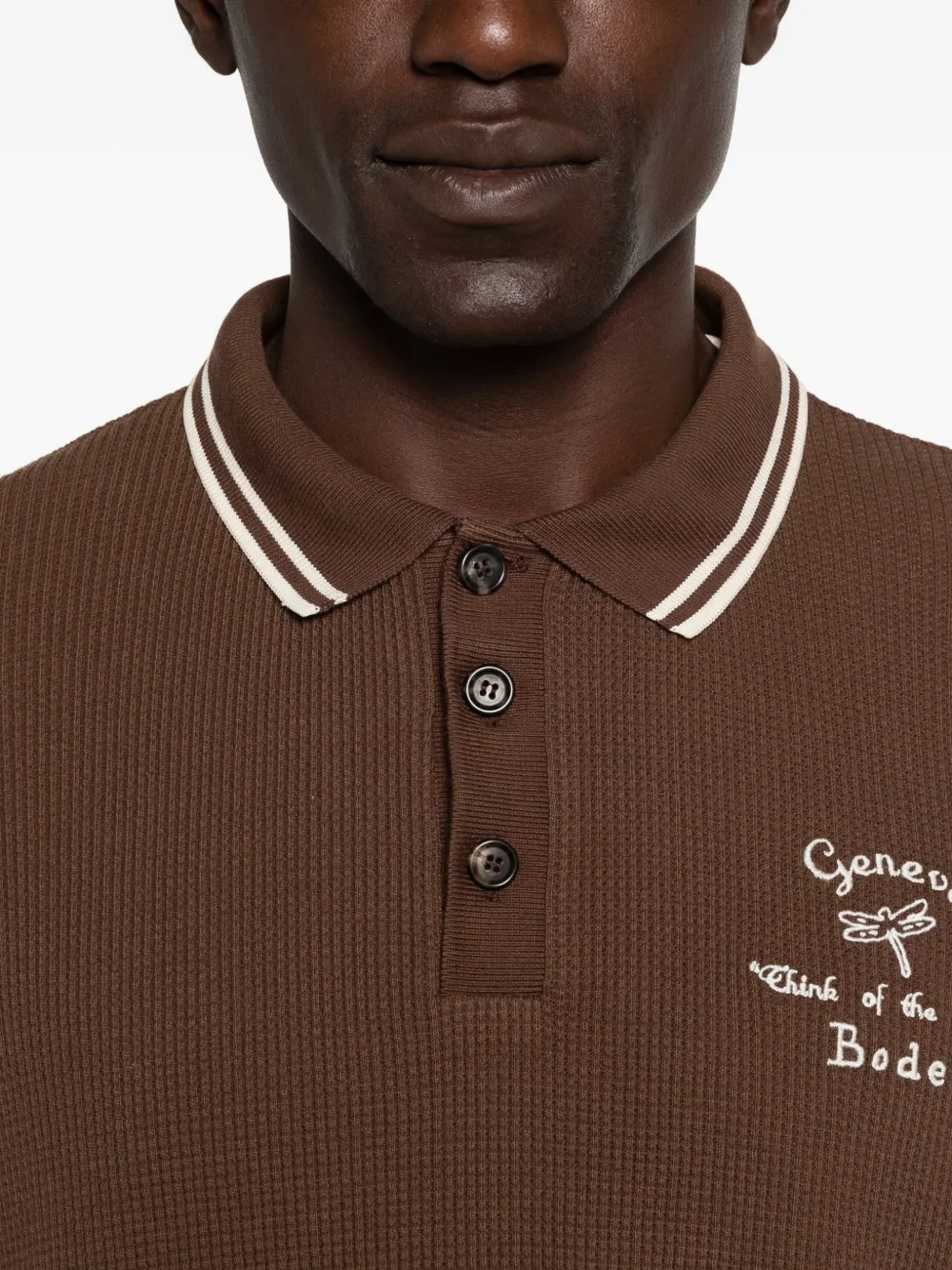 BODE Geneva wafelgebreid poloshirt Bruin