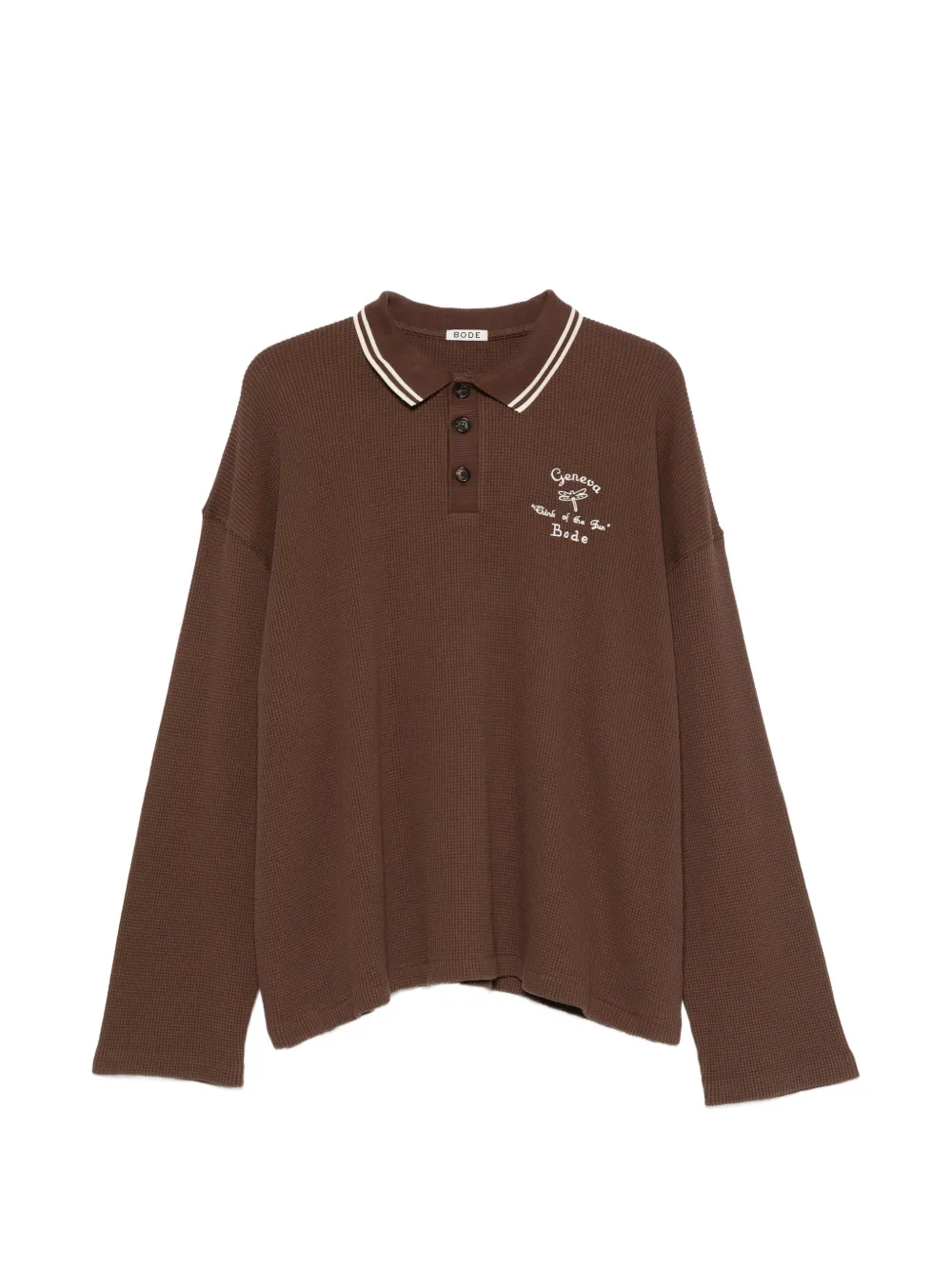BODE Geneva waffle-knit polo shirt - Marrone