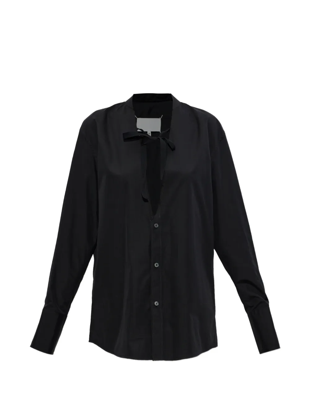 Maison Margiela frayed-edge tie-fastening shirt - Nero