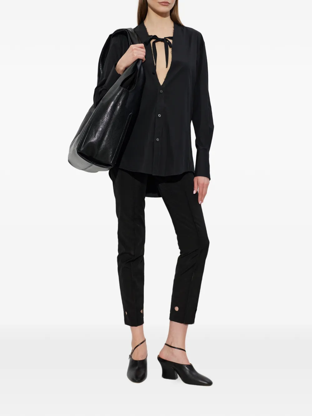 Maison Margiela Blouse met franje afwerking Zwart