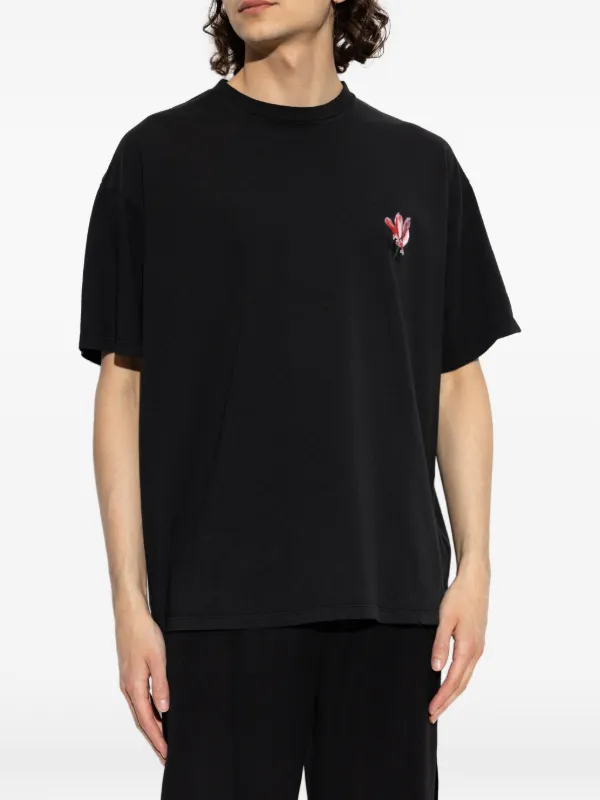 Maison Margiela floral-print logo-embroidered T-shirt | Black