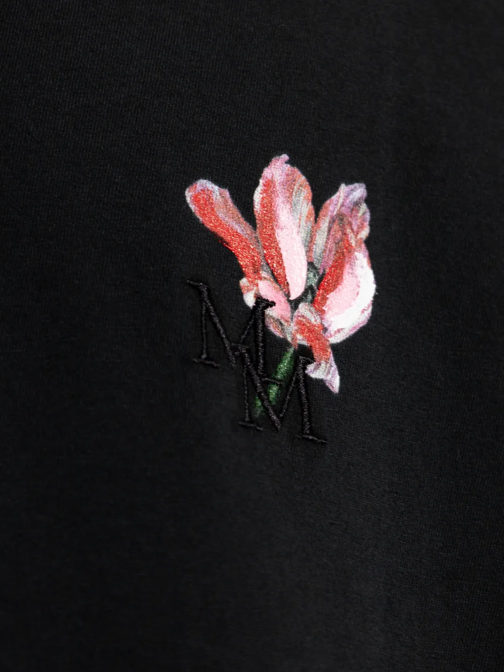 Maison Margiela Vissershoed met geborduurd logo en bloemenprint Zwart