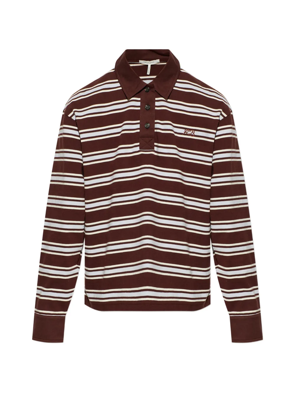 rag & bone striped long-sleeved polo shirt - Marrone