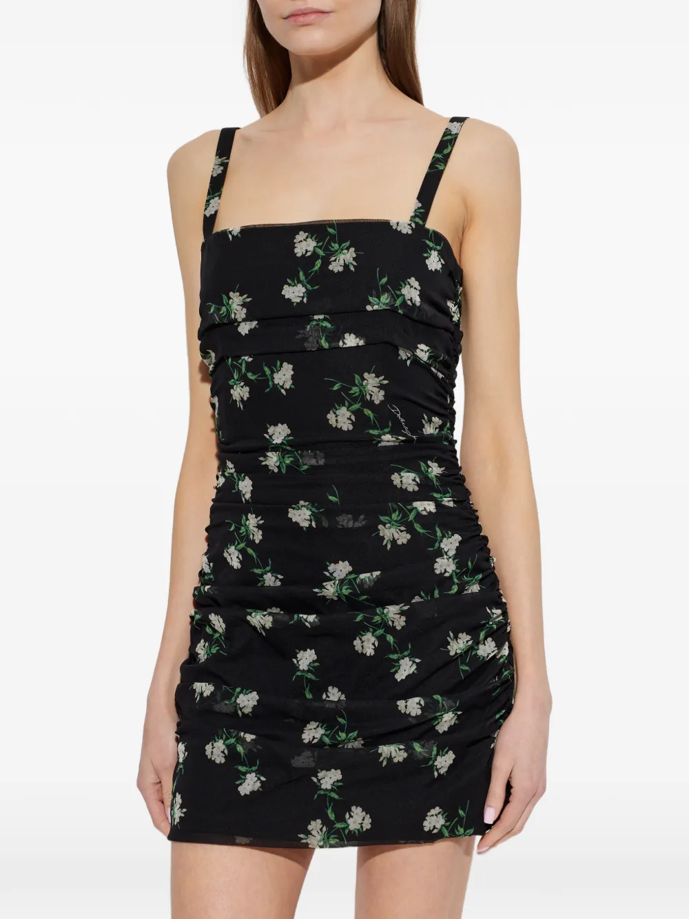 Dolce & Gabbana Midi-jurk met bloemenprint Zwart