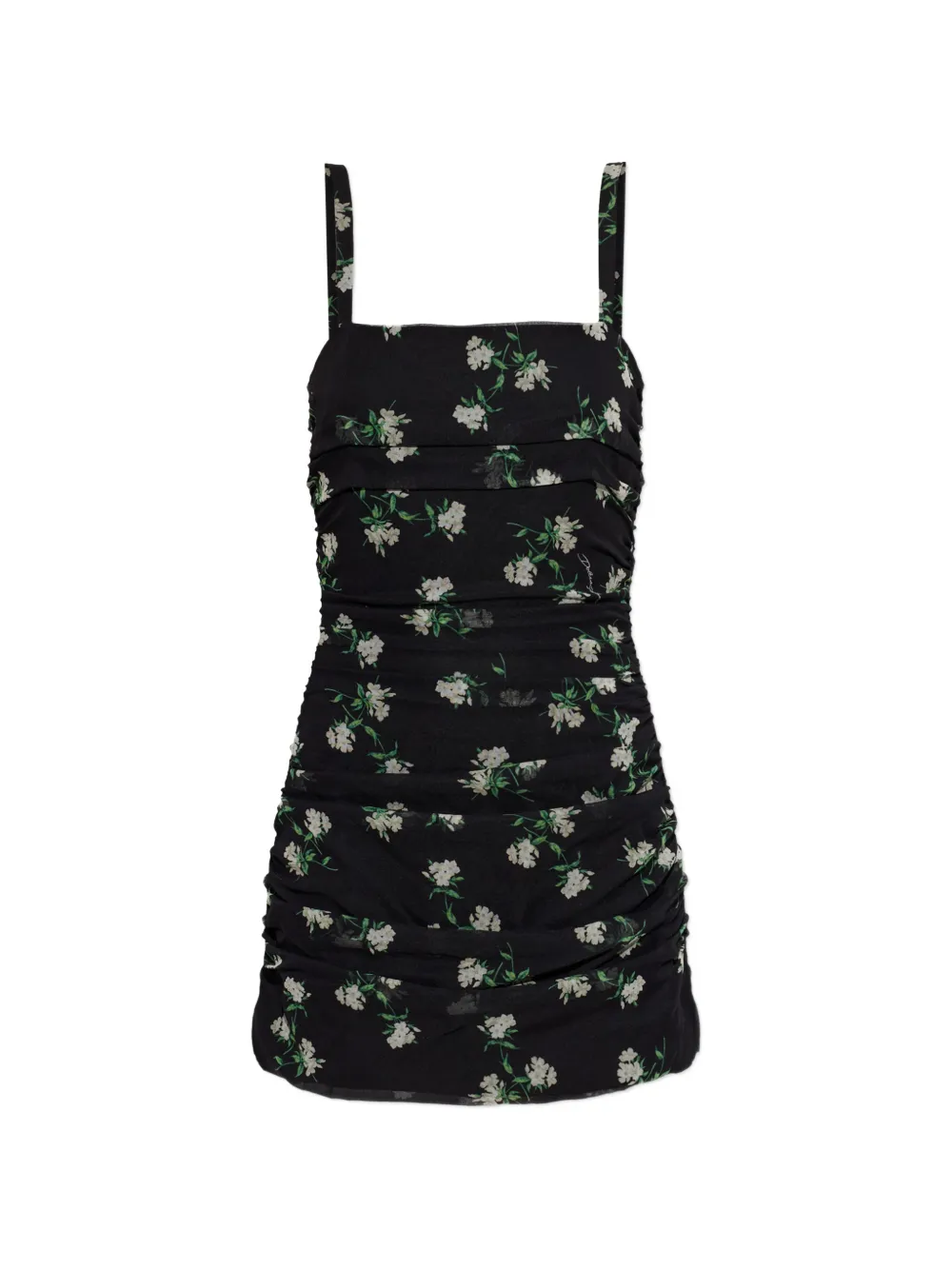 Dolce & Gabbana floral-print ruched dress - Schwarz