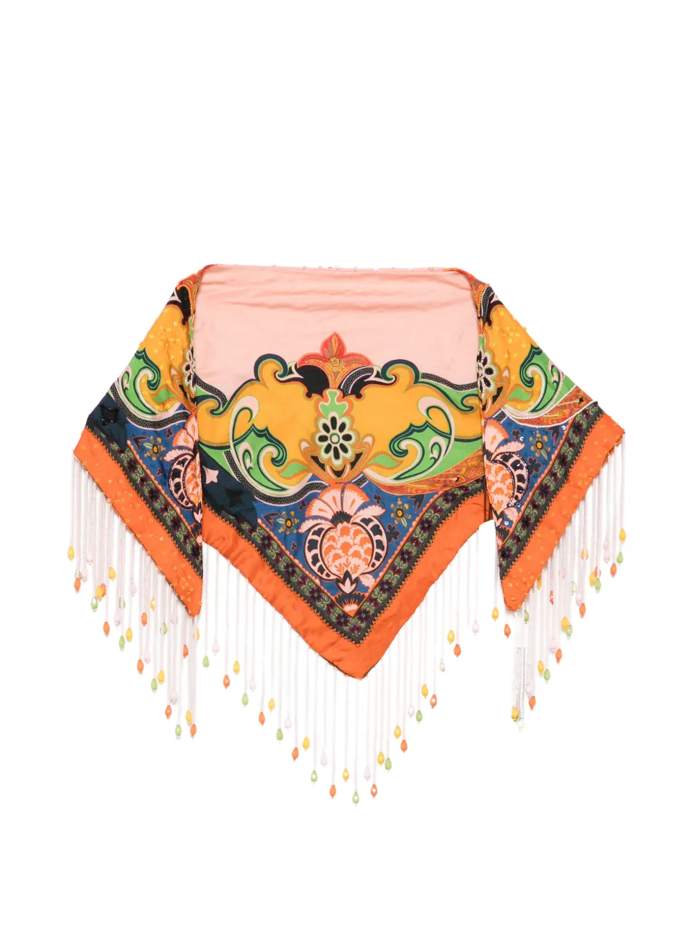 ETRO paisley-print beaded-fringe scarf - Rosa