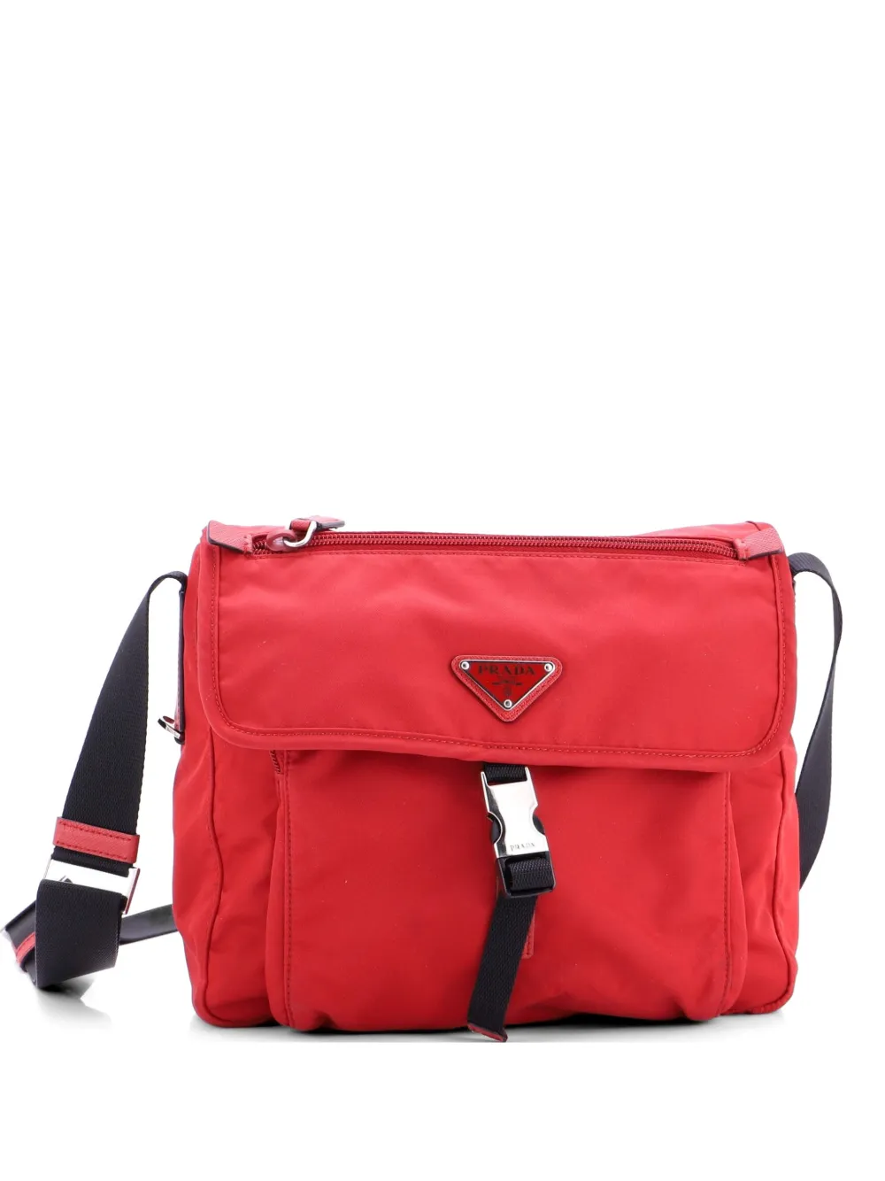 Prada Pre-Owned Buckle Messenger Bag Tessuto Small crossbody bag - Rosso