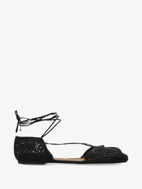 ODISSI woven tie-fastening ballet flats