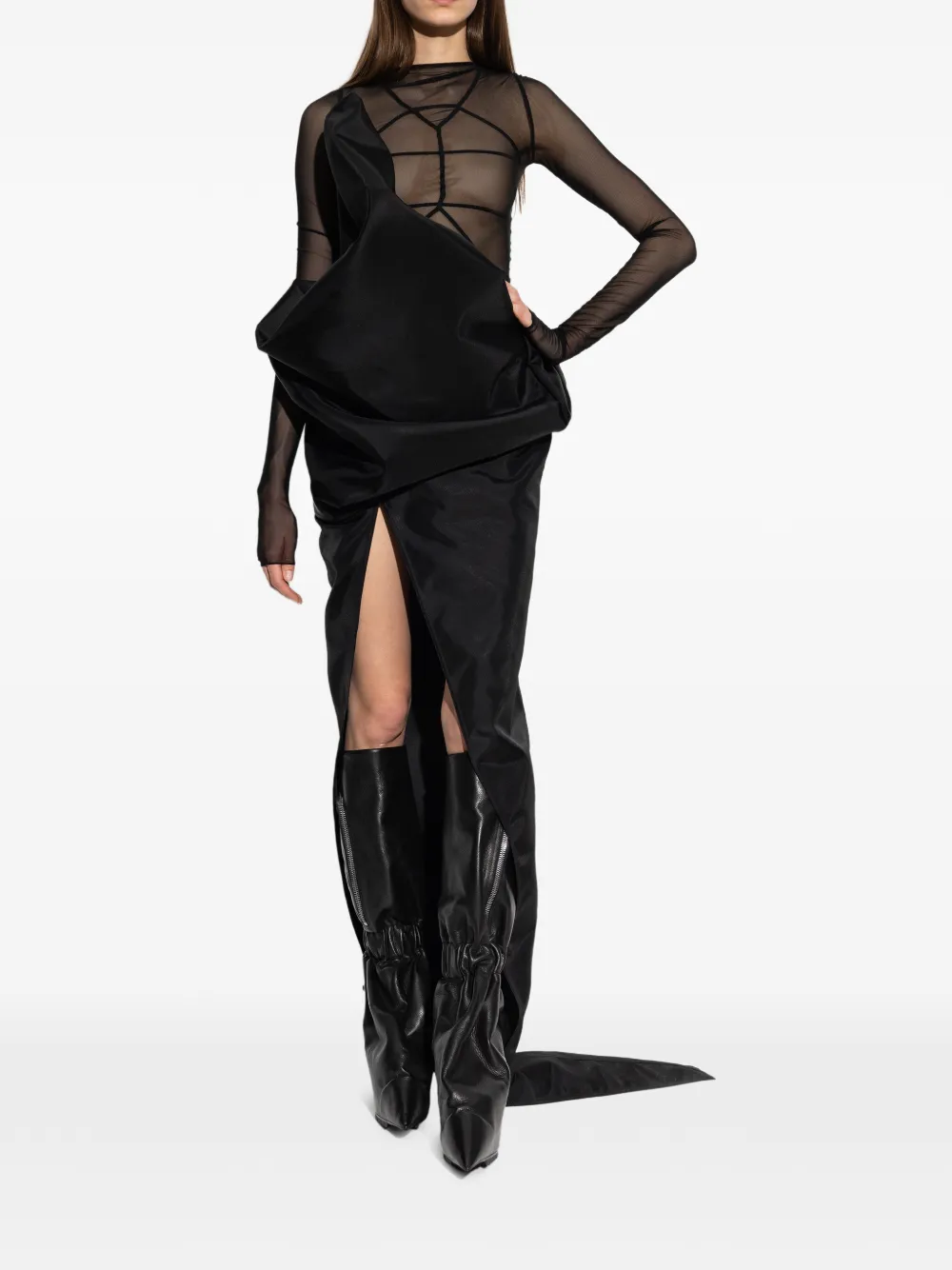 Rick Owens Asymmetrische rok met gedrapeerd design Zwart