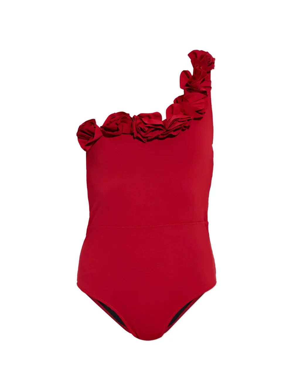 MAIÔ PARIS Cosmos floral-appliqué one-shoulder swimsuit - Rosso