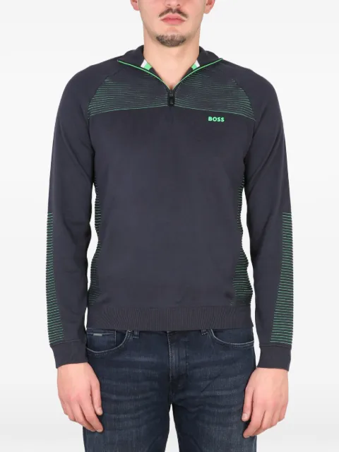 BOSS striped zip-neck sweater