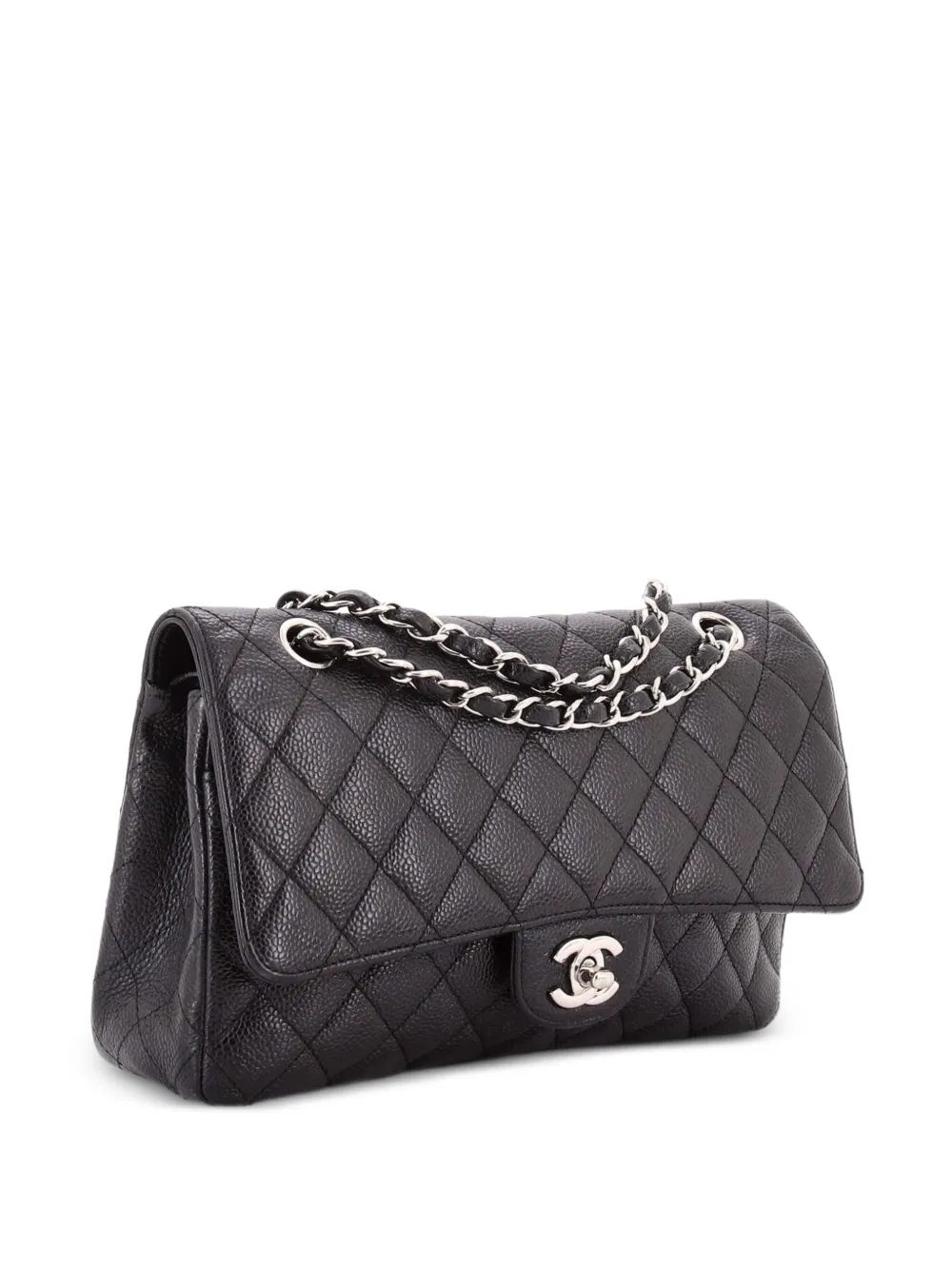 CHANEL Pre-Owned Classic Double Flap Bag Quilted Caviar Medium shoulder bag - Nero