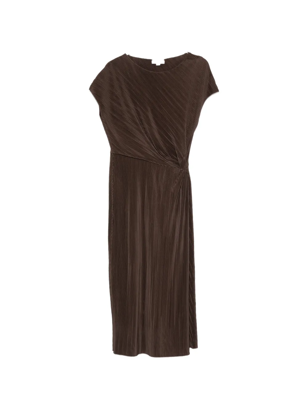Vince plissé-effect midi dress - Marrone