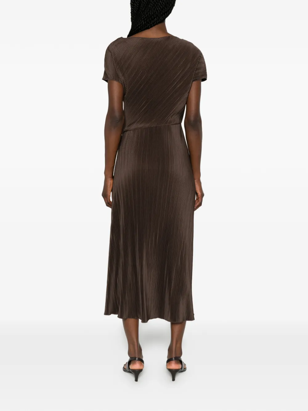 Vince Geplooide midi-jurk met gedraaid detail Bruin