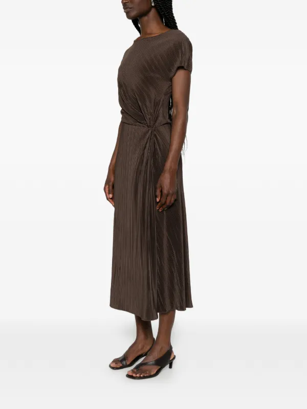 vince pleated midi dress Diagonal Pleated Twist-Waist Dress in Dresses