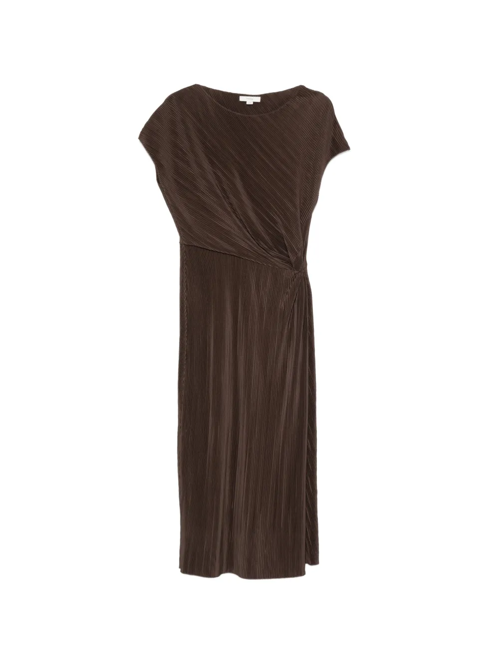 Vince plissé-effect midi dress - Marrone