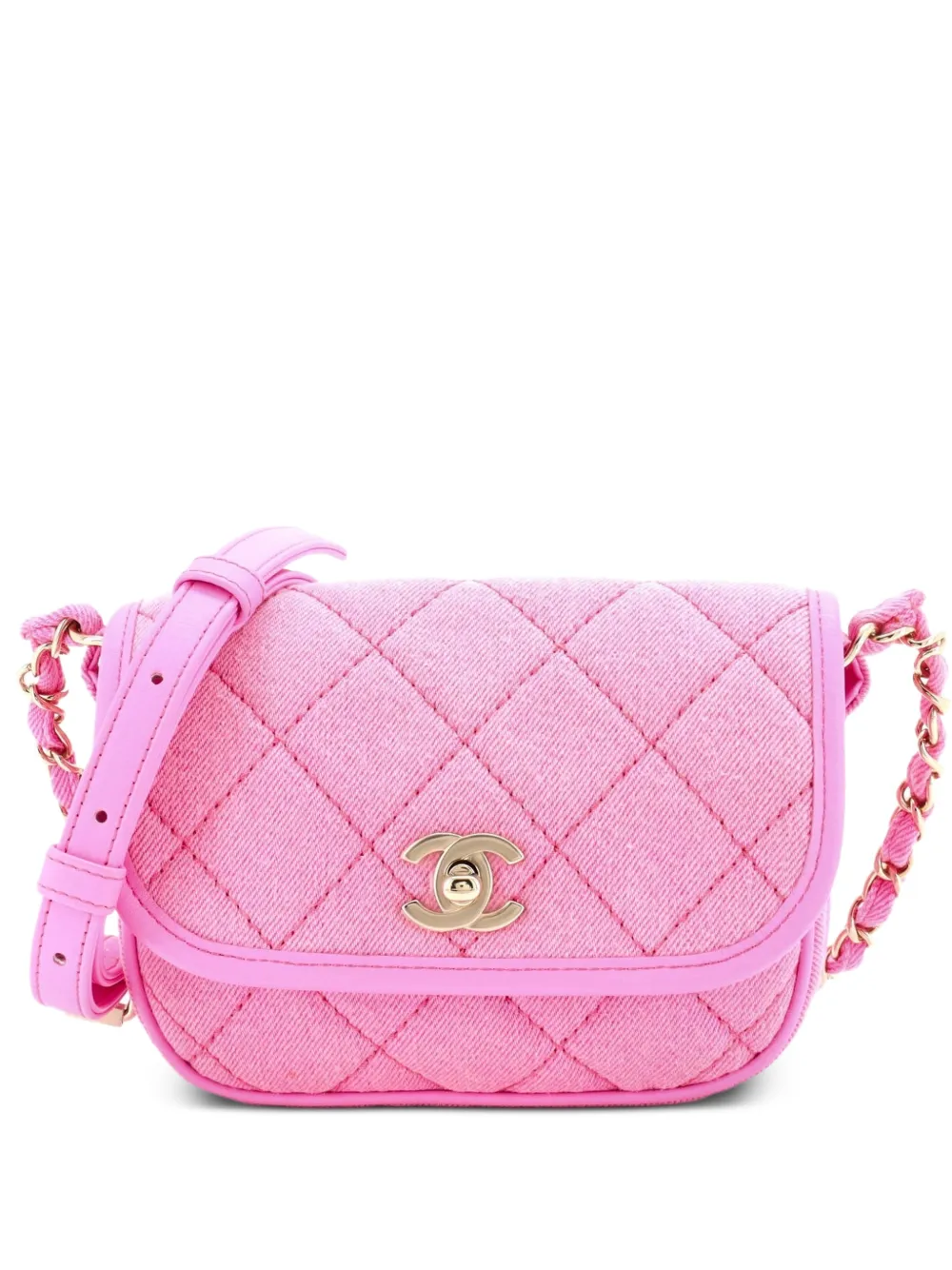 CHANEL Pre-Owned Flap Messenger Bag Quilted Denim Small crossbody bag - Rosa
