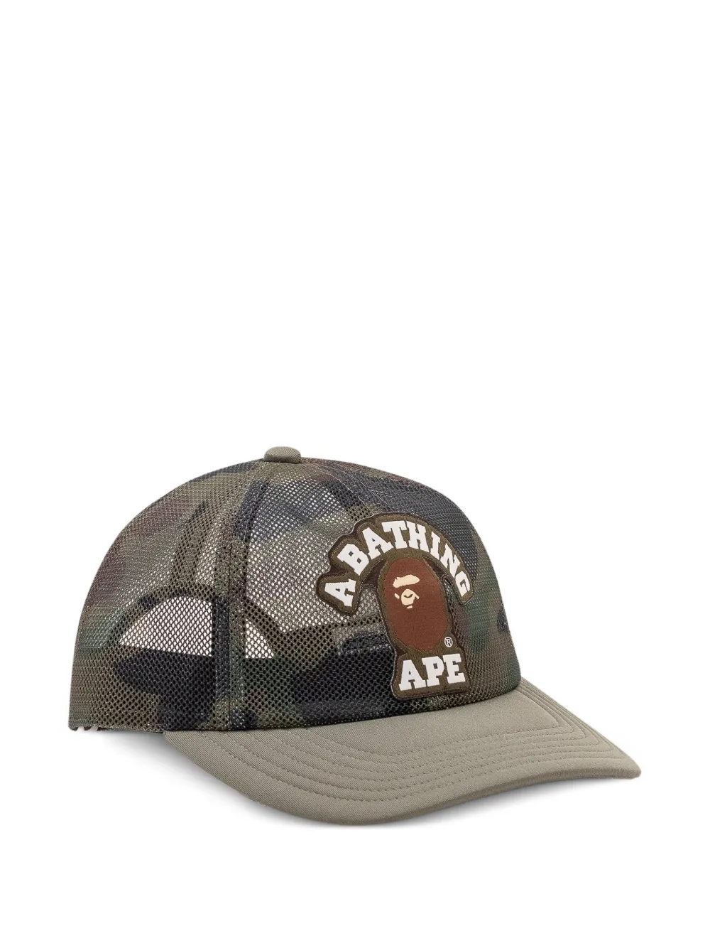 A BATHING APE 1st Camo College mesh truckerpet met patches Groen