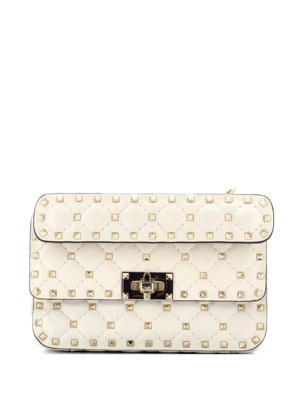 Valentino Garavani Pre-Owned Rockstud Spike Flap Bag Quilted Leather Small crossbody bag - Toni neutri