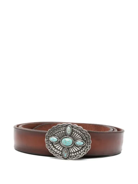 Orciani turquoise-embellished leather belt