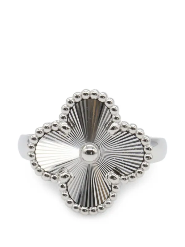 Van Cleef & Arpels Pre-owned 2010s Alhambra Guilloché Ring in Silver