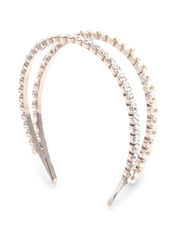 Miu Miu Pre-owned 2010s Rhinestone-embellished Headband in Silver