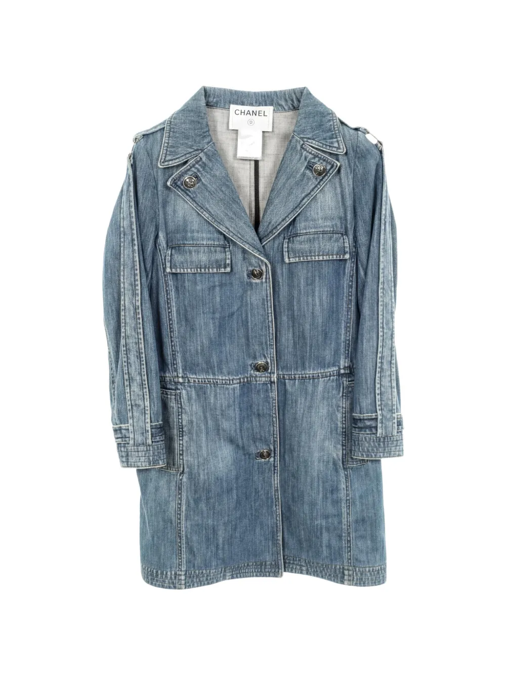 CHANEL Pre-Owned Cappotto denim Coco Mark 1986-1988 - Blu