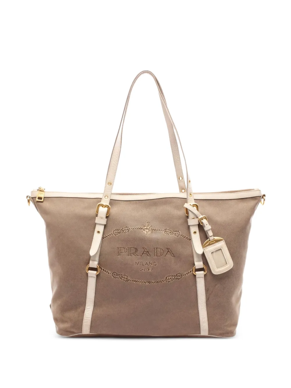Prada Pre-Owned 2000s Tote Bag mit Logo-Print - Nude