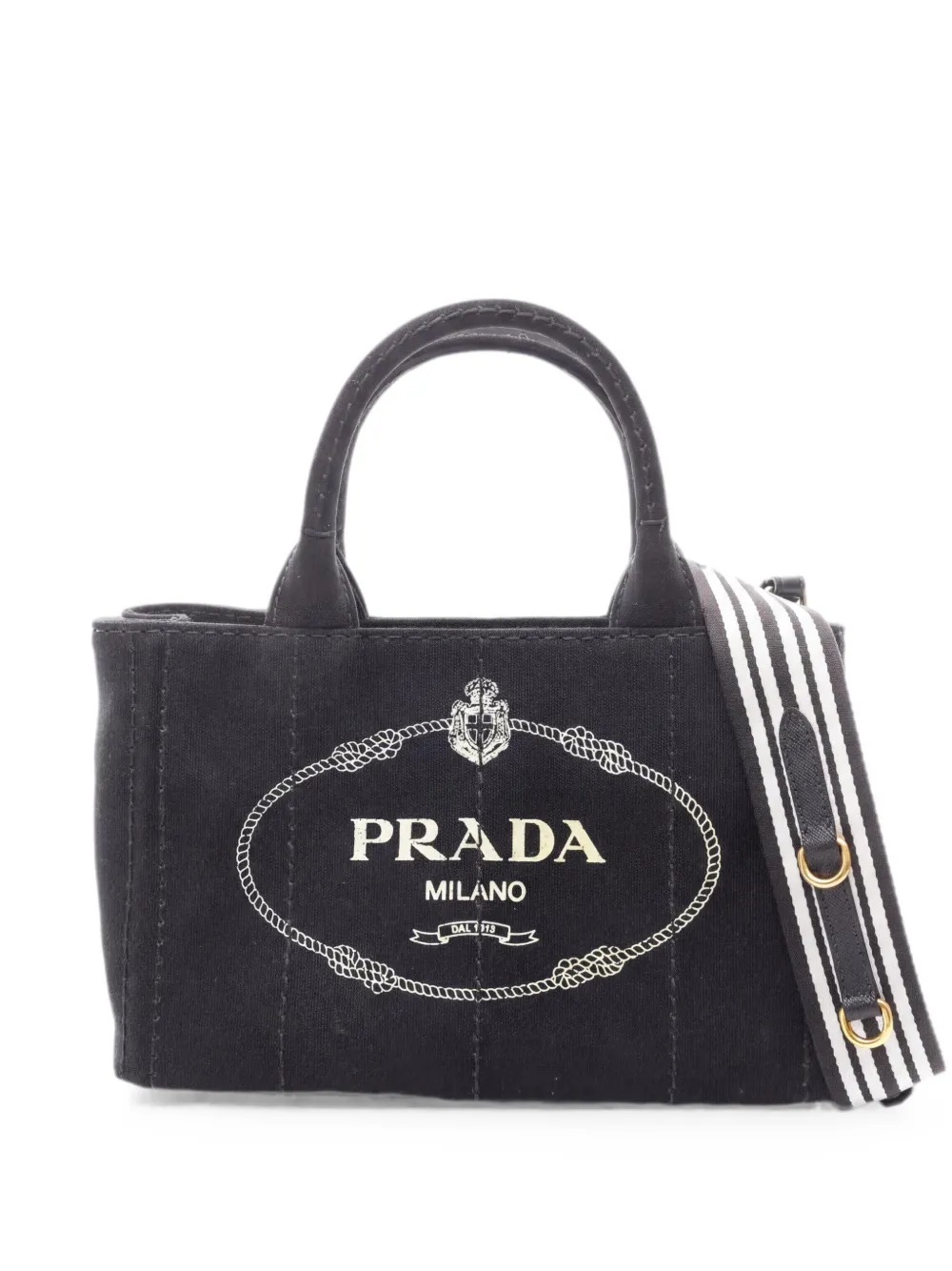 Prada Pre-Owned Borsa tote Canapa con stampa logo anni 2010 - Nero