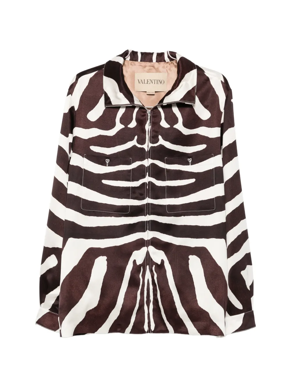 Valentino Garavani zebra-pattern zip jacket - Braun