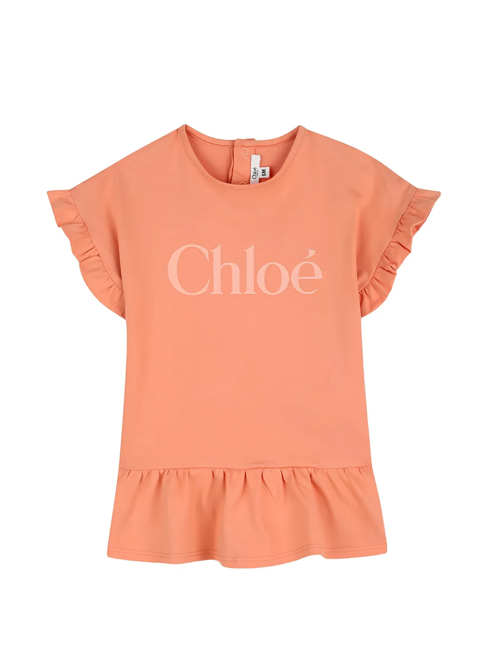 Chloé Kids logo-print ruffled dress - Arancione