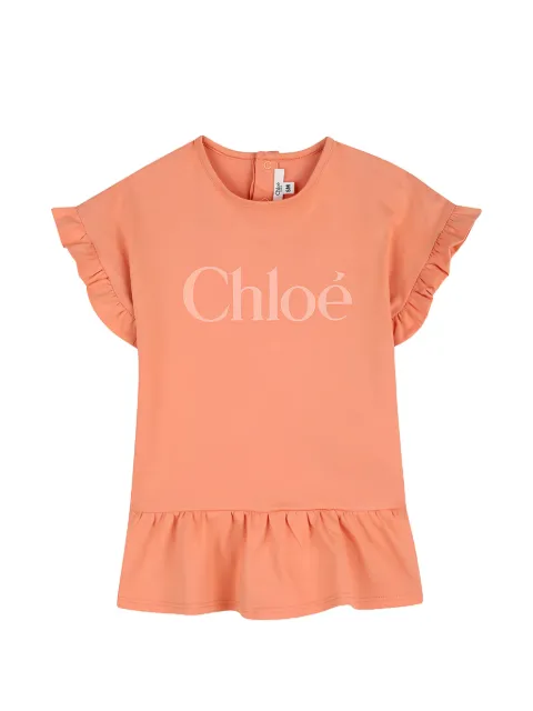 Chloé Kids Vestido com babados e logo