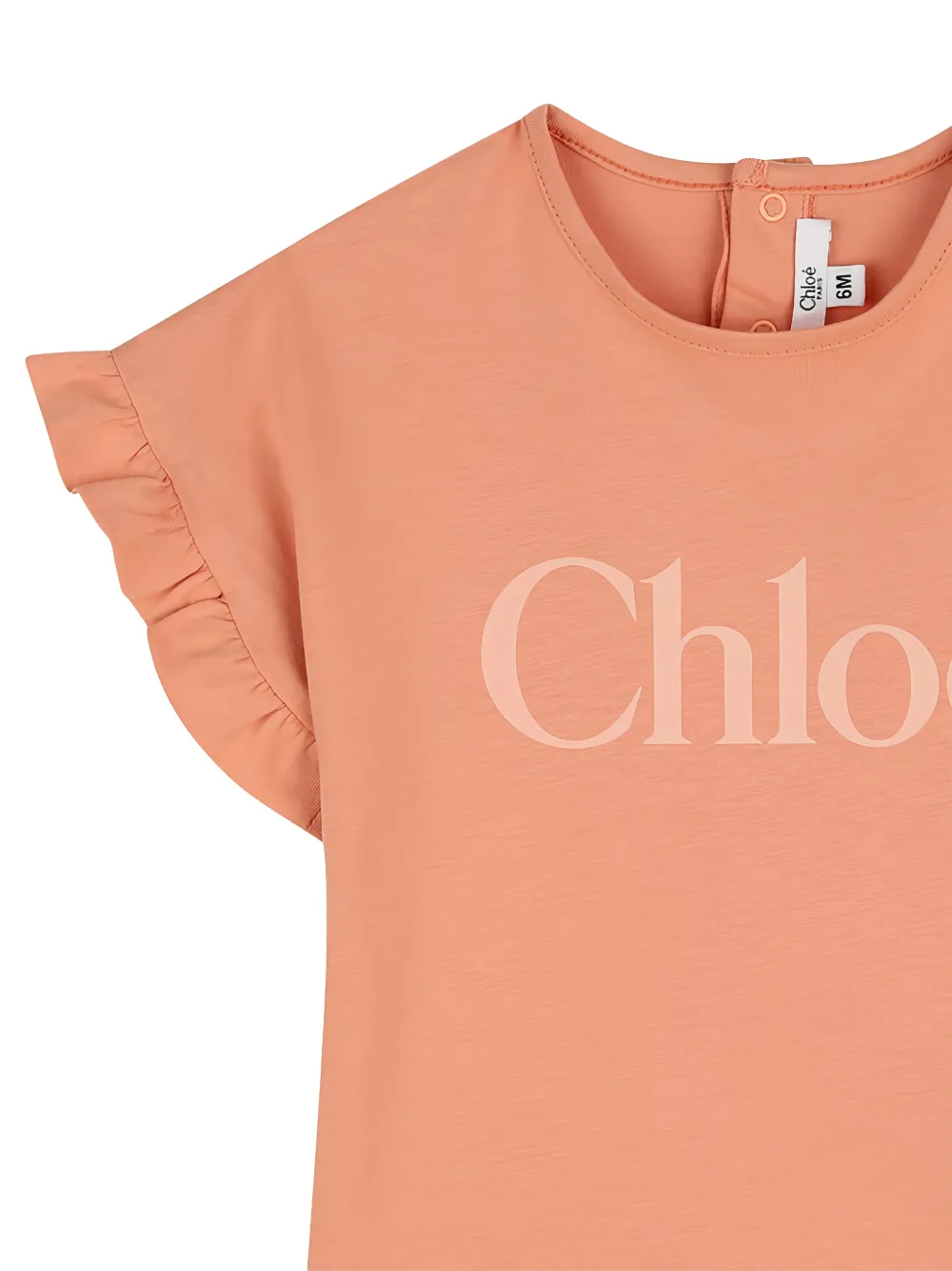 Chloé Kids Jurk met logoprint en ruches Oranje