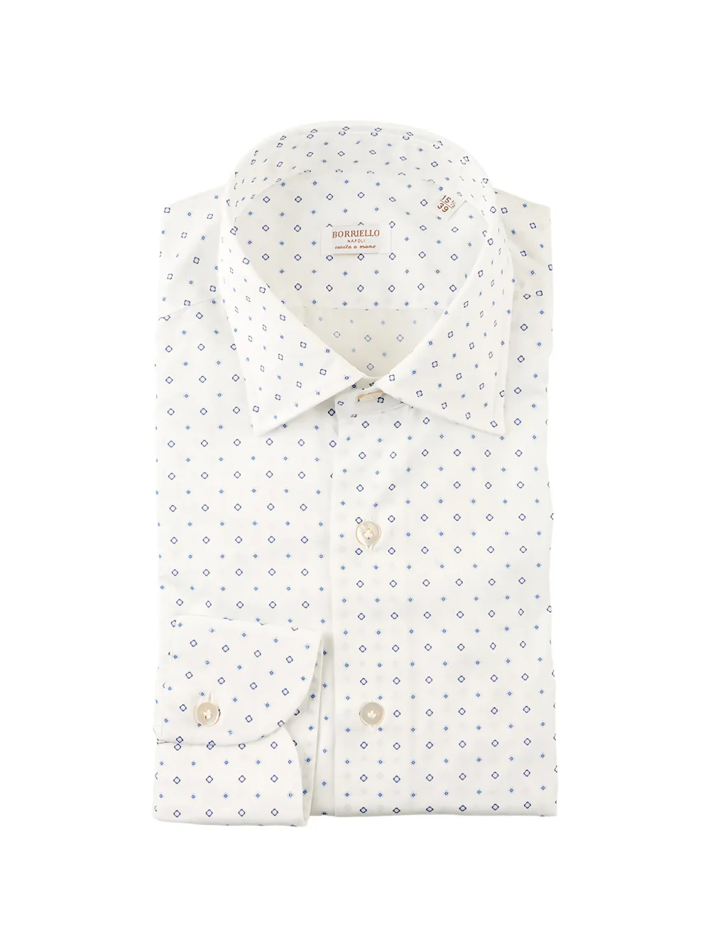 BORRIELLO NAPOLI geometric-print cotton shirt - Bianco