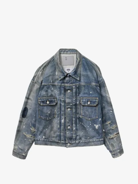 Junya Watanabe MAN paint-splatter distressed denim jacket