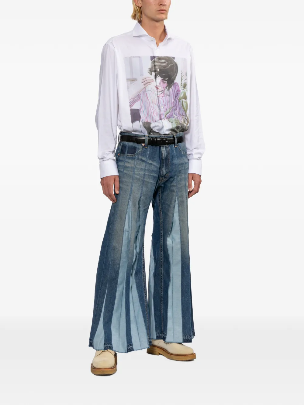 Junya Watanabe MAN Overhemd met grafische print Wit