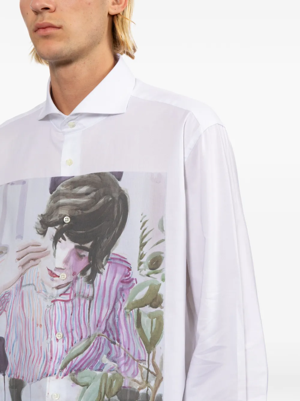 Junya Watanabe MAN Overhemd met grafische print Wit