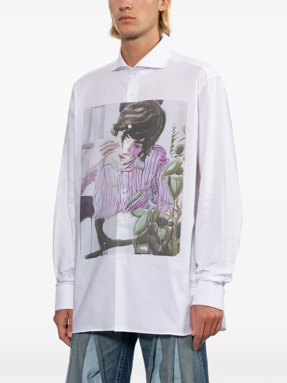 Junya Watanabe MAN Overhemd met grafische print Wit