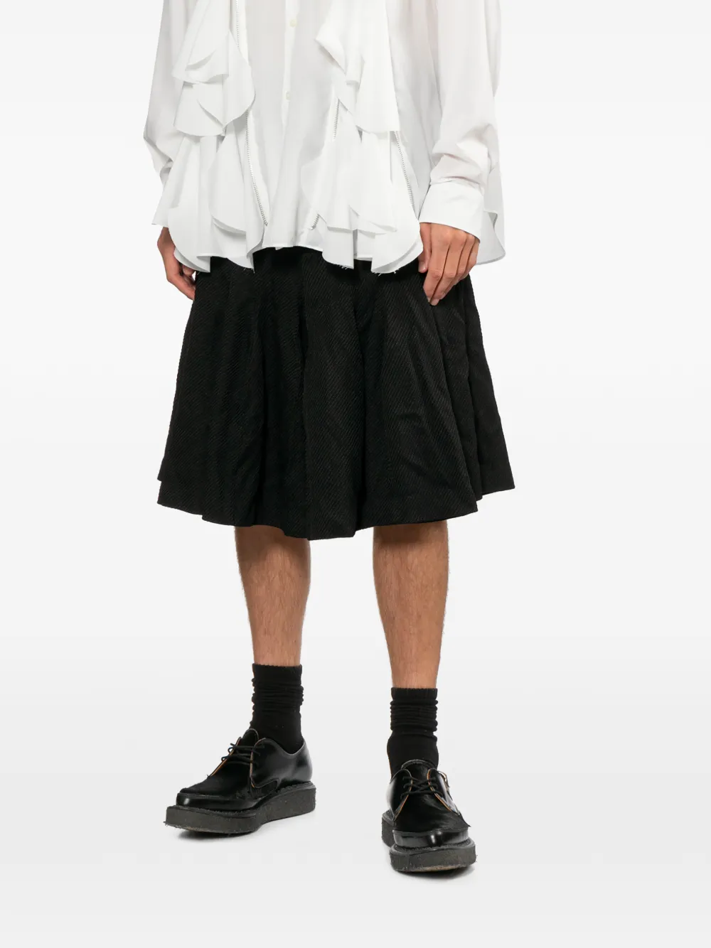 Comme des Garçons Homme Plus Geplooide shorts Zwart