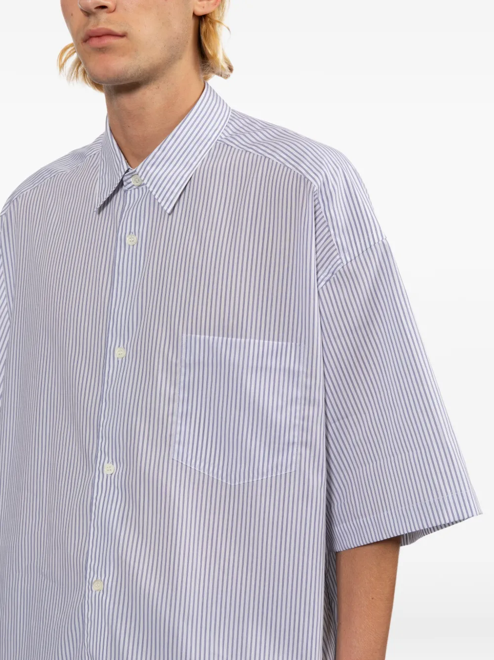 Comme des Garçons Homme Gestreept overhemd Wit