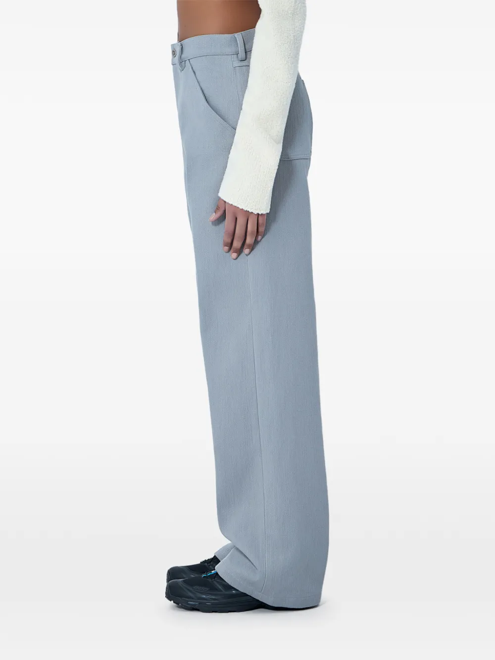 Rier Broek met wijde pijpen Grijs