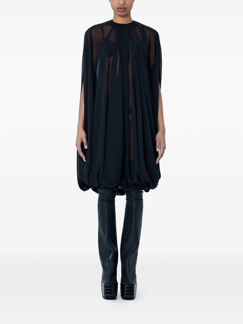 Rick Owens semi-sheer mini dress - Nero