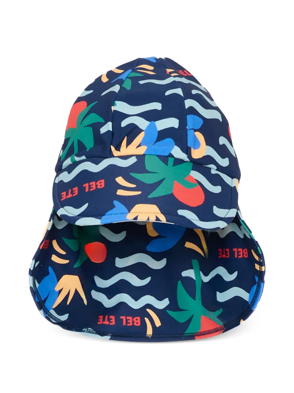 Petit Bateau palm-print neck-flap hat - Blu