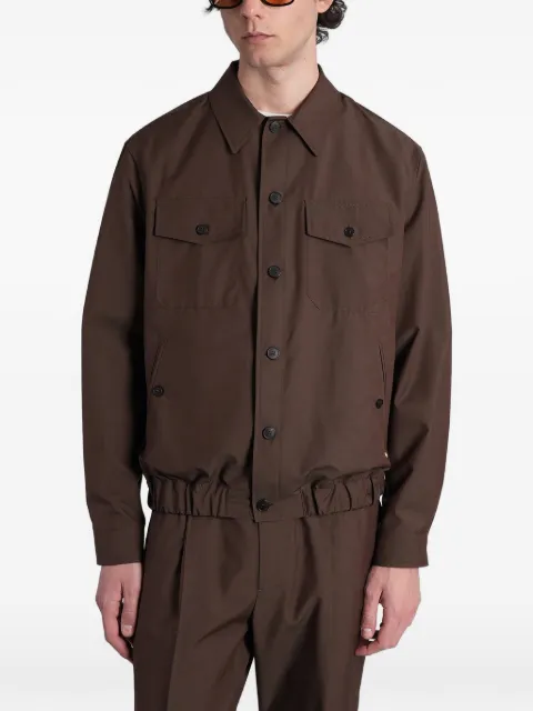 Greyed elasticated-hem button-up jacket