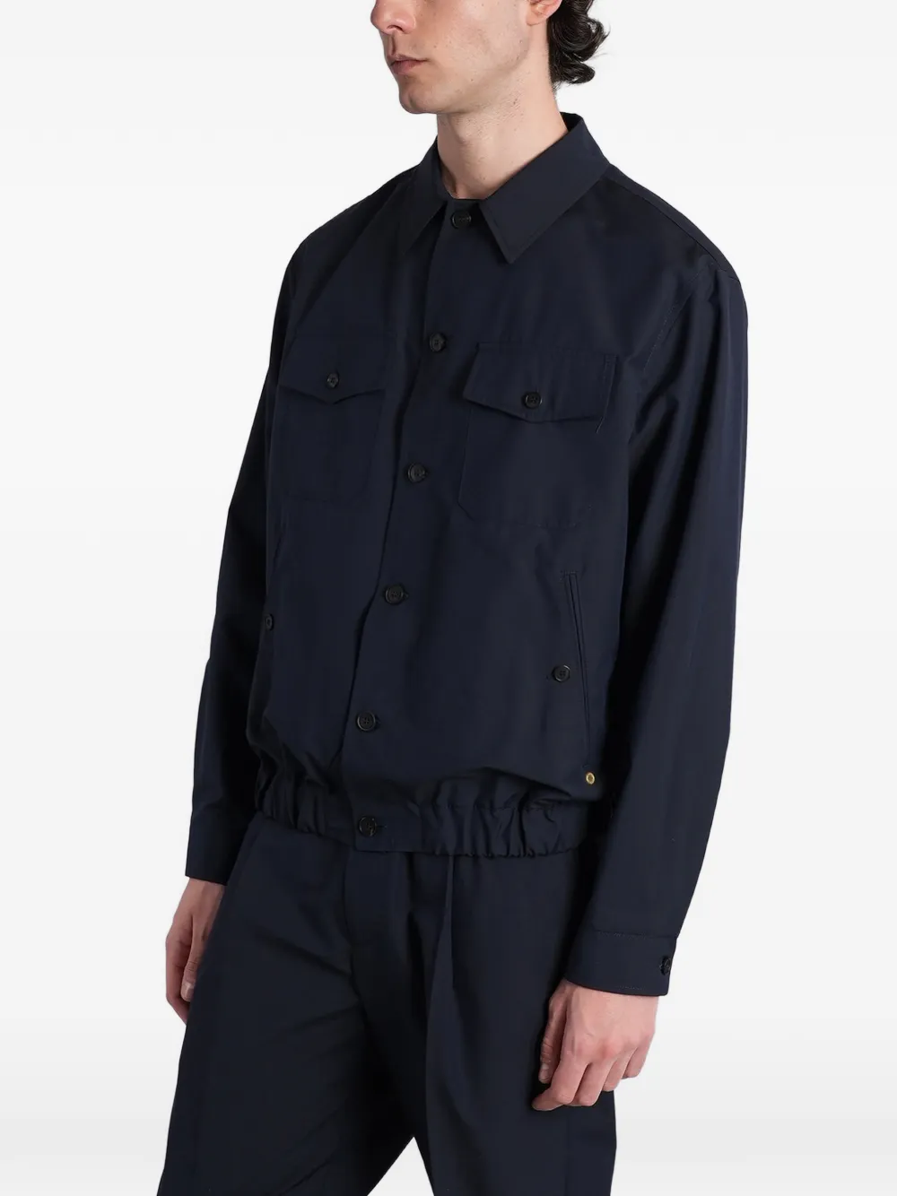 Greyed Shirtjack met elastische afwerking Blauw