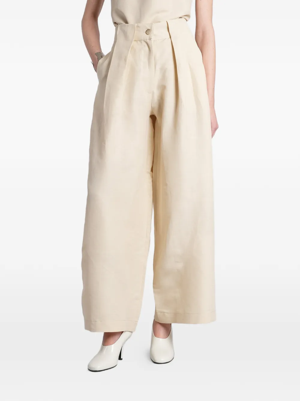 BATAKOVIC Belgrade pleated wide-leg palazzo pants - Toni neutri