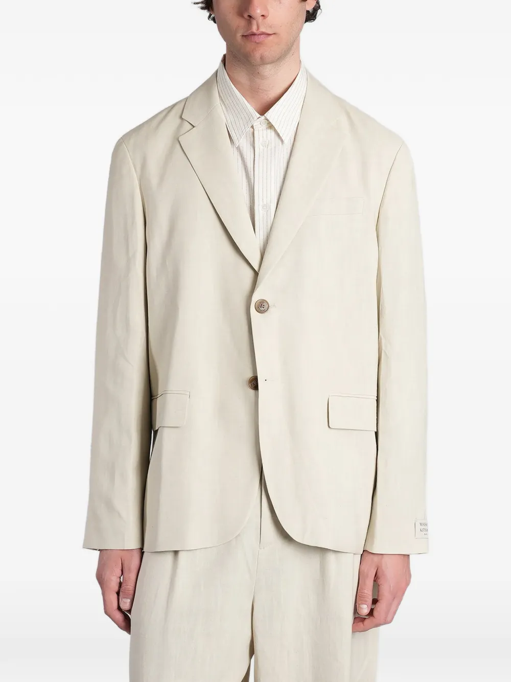 Maison Kitsuné logo-patch single-breasted tailored blazer - Toni neutri