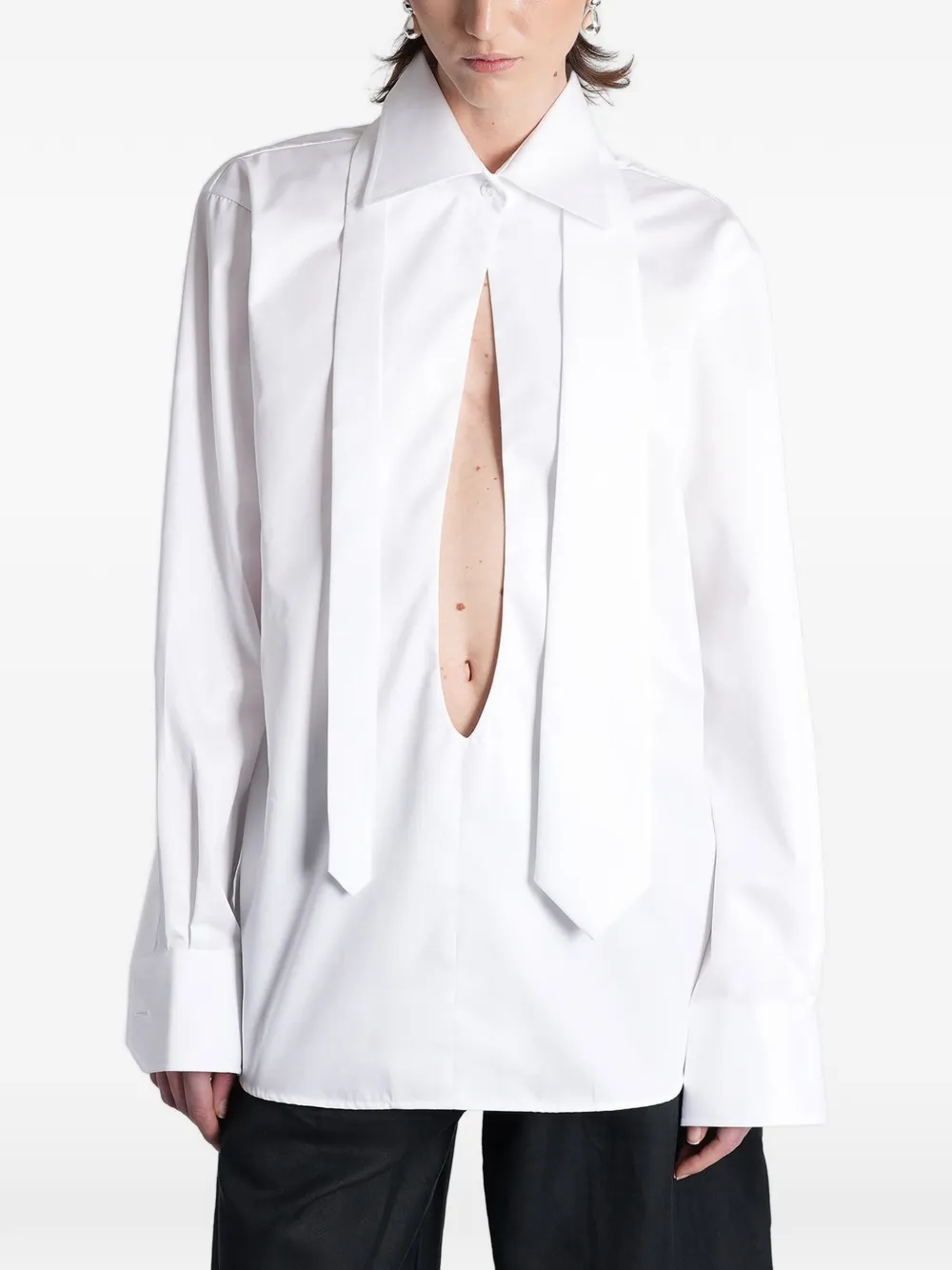 BATAKOVIC Belgrade long-sleeved cut-out cotton shirt - Bianco