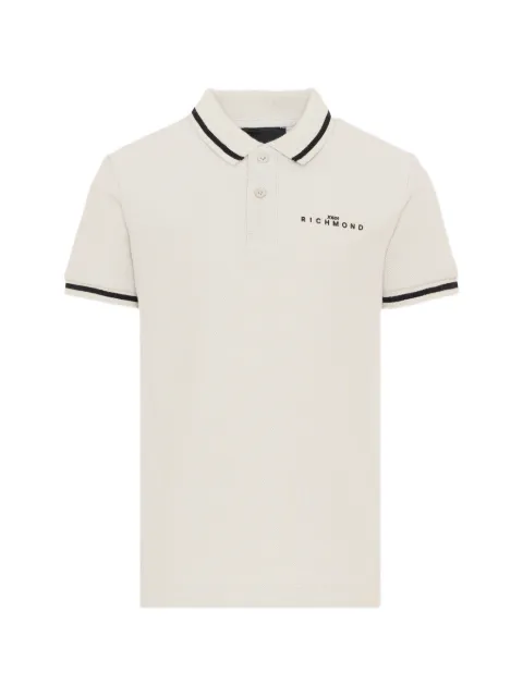 John Richmond Junior logo-print tipped polo shirt