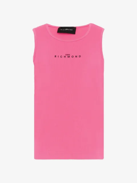 John Richmond Junior Geripptes Tanktop mit Logo-Print